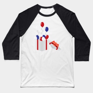 4th of july gift box and Balloons Baseball T-Shirt